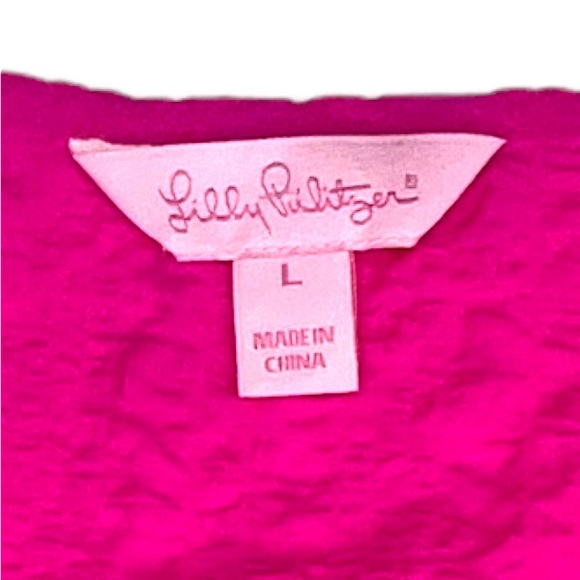 Lilly Pulitzer Neem Berry Sangria Strappy Fringe Textured Tank Top Blouse L EUC! - Picture 13 of 15